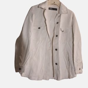 Zara white wide corduroy shacket
